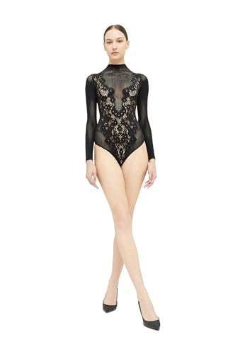 Wolford Flower Lace String Body For Women X-Small black at Amazon